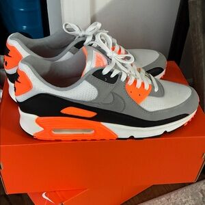 Nike Air Max with Gray and Bright Orange Accents